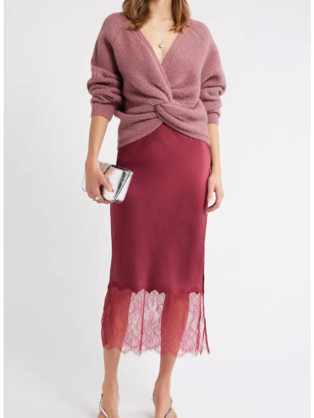 Open Edit Purple Twist Reversible Sweater M